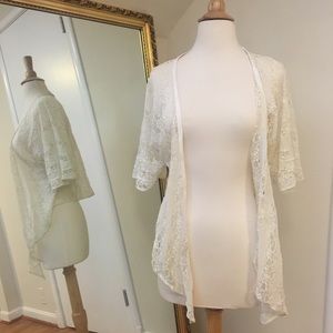 Jessica Simpson 3/4 White Lace Button Jacket